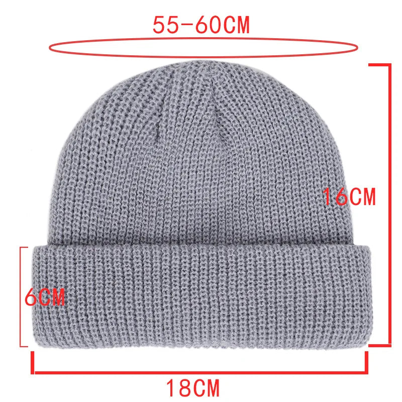 Knitted Hat for Men Women Caps Hip Hop Wool Fashion Simple Warm Skullies Beanies Solid Autumn Winter Beanie Cap Trendy Style