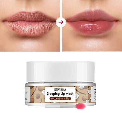 Blushimmer ENVISHA Coconut Lip Sleep Mask in 20g jar, nourishing balm for moisturizing, fading lines, and skin care.