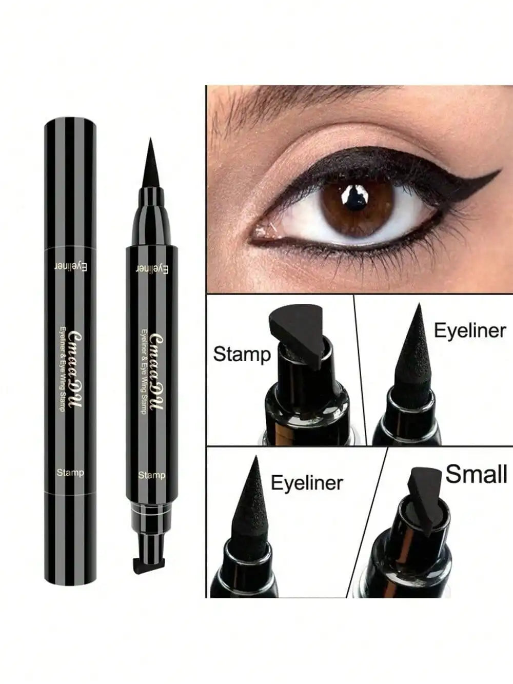 Black Wing Stamp Liquid Eyeliner by Blushimmer showing the precise applicator and sleek packaging for waterproof, smudge-proof eye makeup.