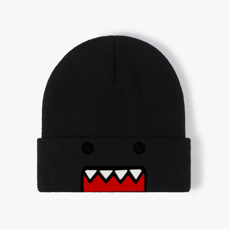 Domo Kun Cartoon Embroidered Knitted Hat Autumn Winter Outdoor Warm Windproof Hip Hop Casual Trendy Style for Men Women