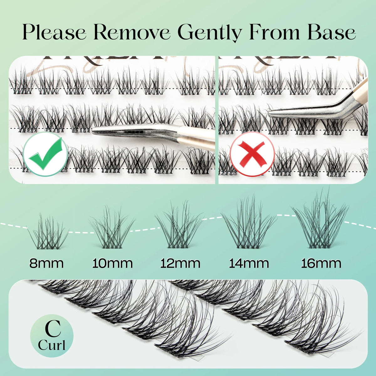 Blushimmer 3D wispy eyelash extension clusters with C curl, natural look, reusable, super thin band, DIY eyelash lashes.