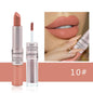Blushimmer 2-in-1 velvet matte lipstick and lip gloss in vibrant red, featuring a double head design and waterproof, non-stick formula.