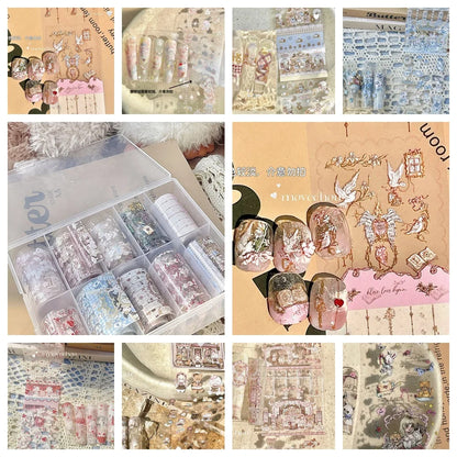 10Rolls Plaid Thousand-Bird Bow  Stars Nail Foils Transfer Paper  Nail Art Stickers  Manicure Set Decal  Nails Decoration