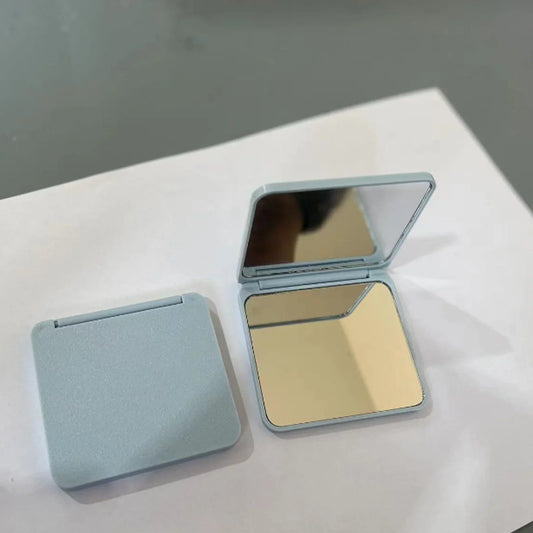 Blushimmer 2-face square portable makeup mirror with double-sided design, compact size, in multiple colors, ideal gift for girls