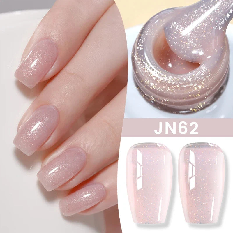Blushimmer Born Pretty Jelly Nude Gel Nail Polish in light pink peach, 10ml, translucent UV cure gel for DIY nail art at home