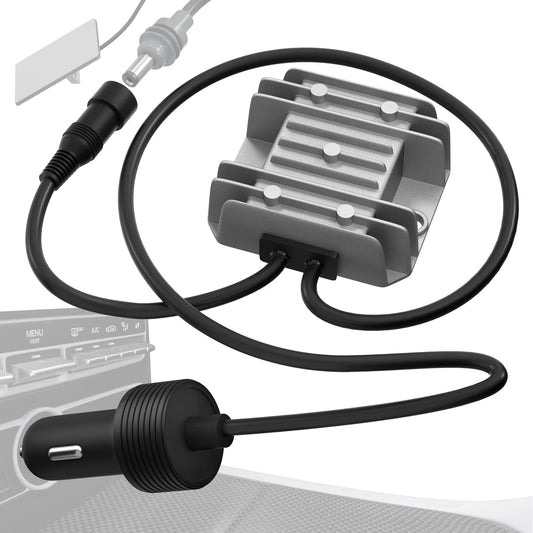 Starlink Mini 12V Boost Converter by BACKUPMYFILESNOW.COM® showing the compact DC converter kit with male plug for 12V/24V to 30V power boost