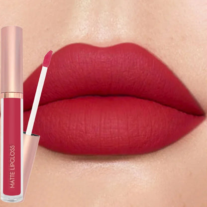 Blushimmer 12-color creamy matte lip gloss set with long-lasting, moisturizing nude, berry, and rose shades for plump lips.