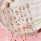 Cute red cherry bowknot 5D nail art stickers with shiny rhinestones, self-adhesive manicure decals by Blushimmer.
