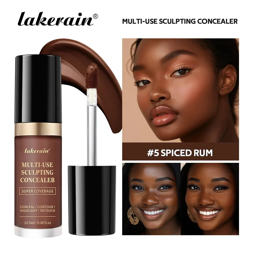 Lakerain waterproof concealer by Blushimmer in five shades, high coverage matte foundation for acne scars and dark circles.