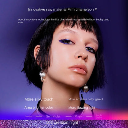 Kaleidos Eyeliner Gel Pencil by Blushimmer in chameleon color with glitter, waterproof, long-wear metallic eye pencil.