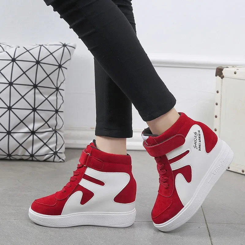 Red Sneakers Women High Top Platform Sneakers Women Casual Wedges Shoes Womens Shoes Black Platform Vulcanize Shoes Women