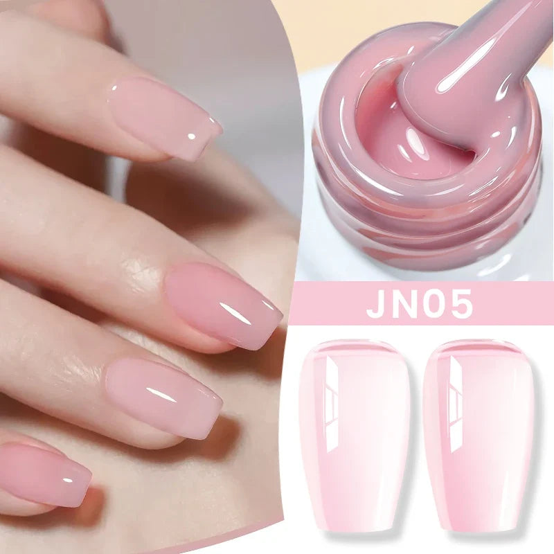 Blushimmer Born Pretty Jelly Nude Gel Nail Polish in light pink peach, 10ml, translucent UV cure gel for DIY nail art at home