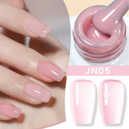 Blushimmer Born Pretty Jelly Nude Gel Nail Polish in light pink peach, 10ml, translucent UV cure gel for DIY nail art at home