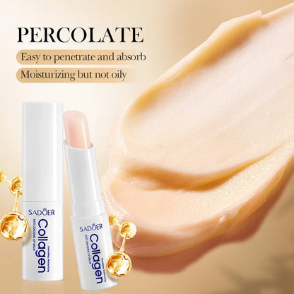Blushimmer SADOER collagen lip balm with moisturizing, brightening, and nourishing properties for soft, hydrated lips.