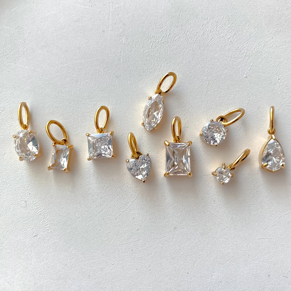 eManco 4 /6/8/10MM Stainless Steel Zircon Geometric Shape Charms Pendants Jewelry Making Supplies Diy Findings Accessories