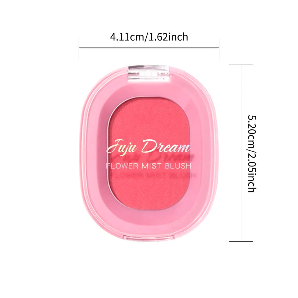 Blushimmer monochrome flower mist blush powder with fine matte pink finish, natural nude tone, brightening and subtle pink trimming.