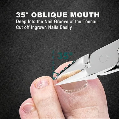 Blushimmer 4-piece thick nail and toe nail clipper set for elderly with extra-large wide mouth opening, durable stainless steel design