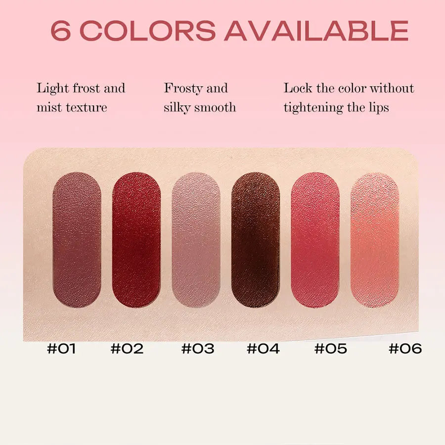 Blushimmer LIONDANCE Velvet Matte Lipstick in soft dark nude, high pigmented, waterproof, and long-lasting for women.