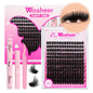 Blushimmer WOSHEER eyelash clusters kit with faux mink lashes, lash bond, seal, and remover for DIY eyelash extensions.