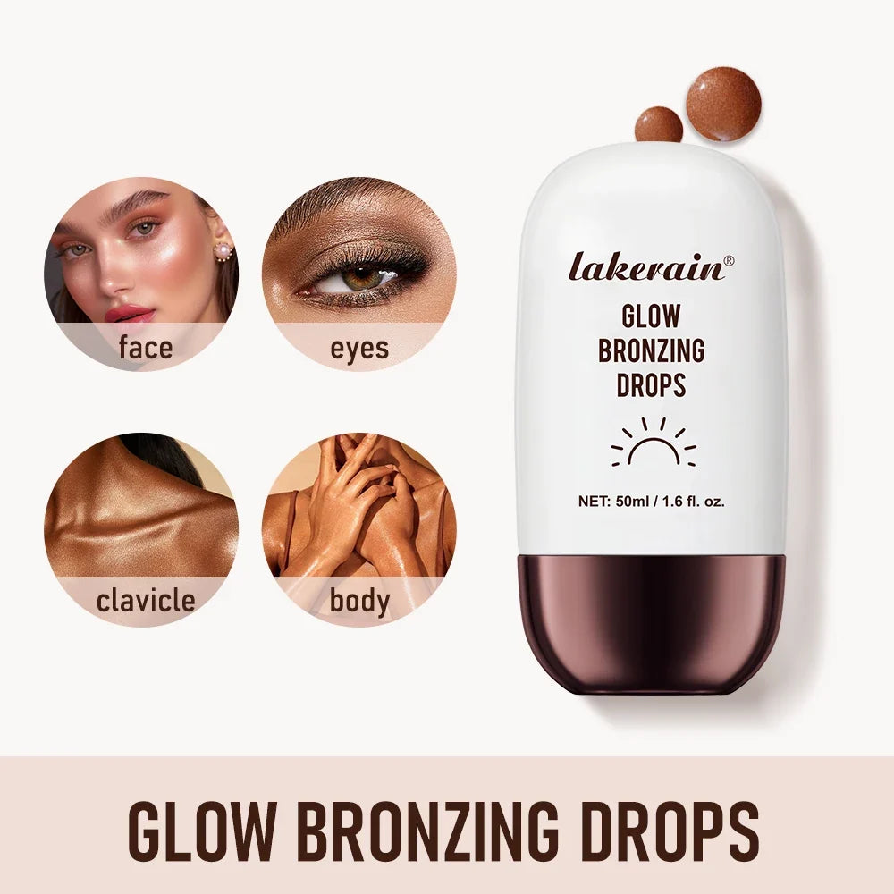 Blushimmer Glow Bronzing Drops face serum with liquid bronzer and hydrating cream for a radiant summer glow on the skin.