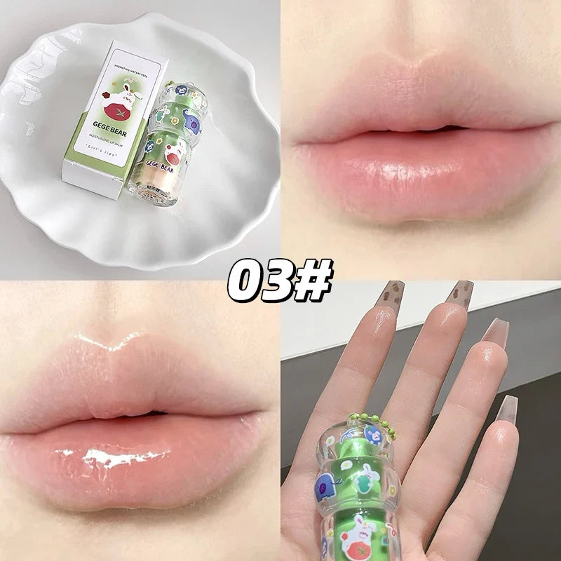 Blushimmer Gege Bear fruit-flavored lip balm with cute keychain pendant, moisturizing, long-lasting, and reducing lip lines.