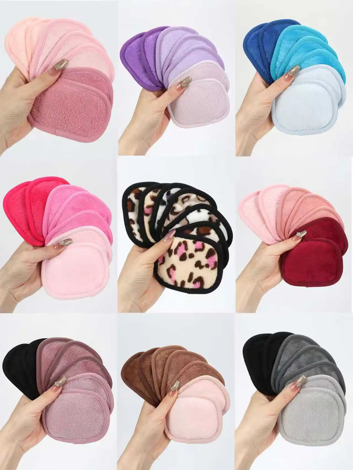 Blushimmer 810 Makeup Remover Wipes Gradient set of 7 reusable, washable makeup remover tools for all skin types.