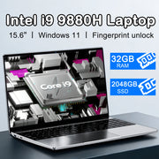 New 15.6 " Laptop Intel Core i9-9880H 32GB RAM 2TB SSD Ultra Slim Gaming Laptop 1920*1080 Windows 11 Office Study Home Use