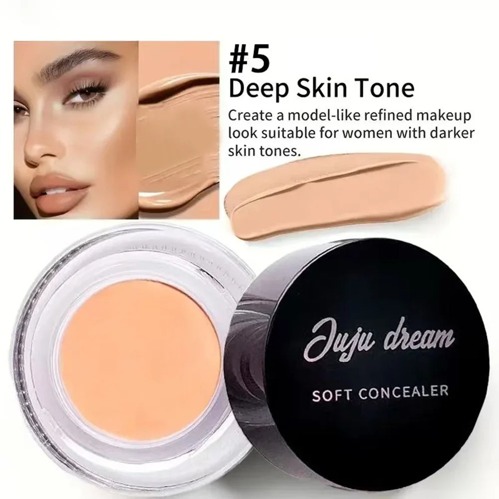 Blushimmer full coverage waterproof concealer in a natural matte finish, showing a tube with shades suitable for all skin tones.