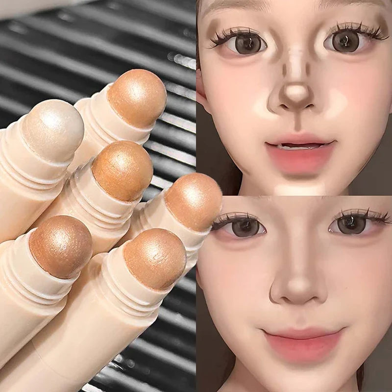 4 in 1 Contour Highlighter Stick 4 Colors Moisturizing Natural Matte Brown Nose Shadow Makeup Matte Shimmer Eyeshadow Stick Set
