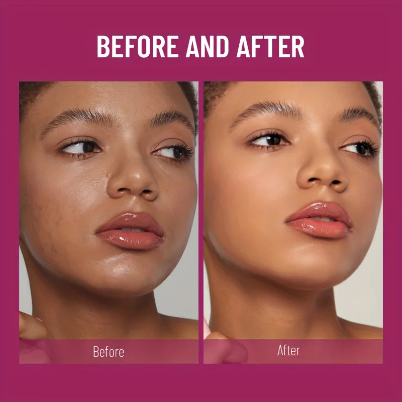 Blushimmer sponge head concealer applying liquid foundation to hide dark circles, freckles, acne, pigmentation, and blemishes.