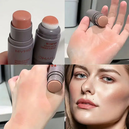 Blushimmer double-ended blush stick with natural, long-lasting matte cream formula in soft pink and coral shades, displayed on a neutral background.