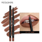 Blushimmer waterproof matte red lipliner pencil with long-lasting, moisturizing formula for defined lips, shown in a sleek makeup setting.