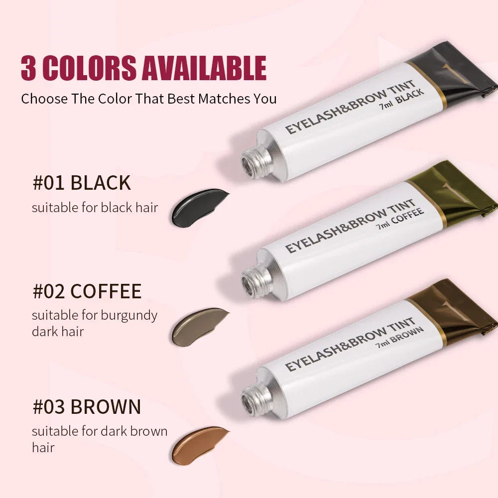 Iconsign Eyelash and Eyebrow Dye Tint Kit by Blushimmer, waterproof cream, with dye tubes and applicator brushes for bold, long-lasting color.