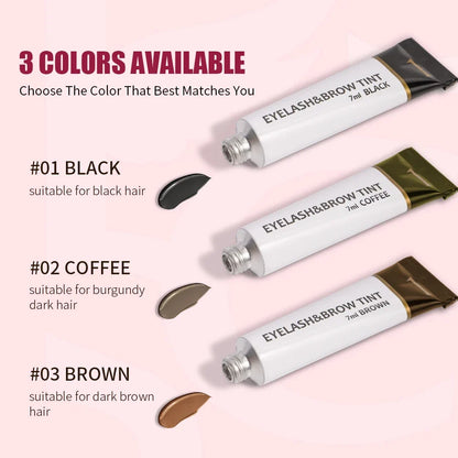 Iconsign Eyelash and Eyebrow Dye Tint Kit by Blushimmer, waterproof cream, with dye tubes and applicator brushes for bold, long-lasting color.