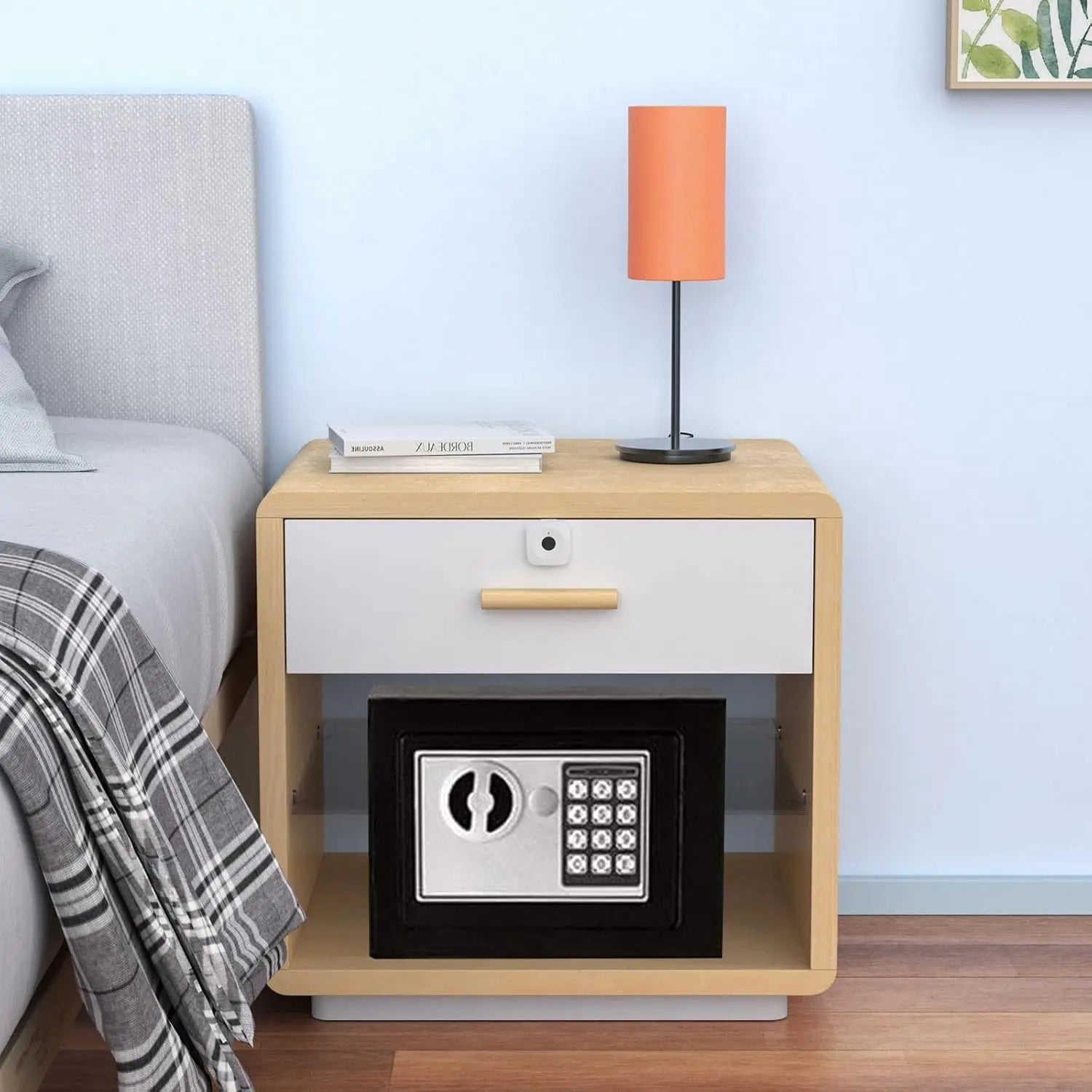 Electronic Safe Box with Keypad & Key, Mini Security Safe for Home Cash, Portable Small Lockbox for Kids & Office Use