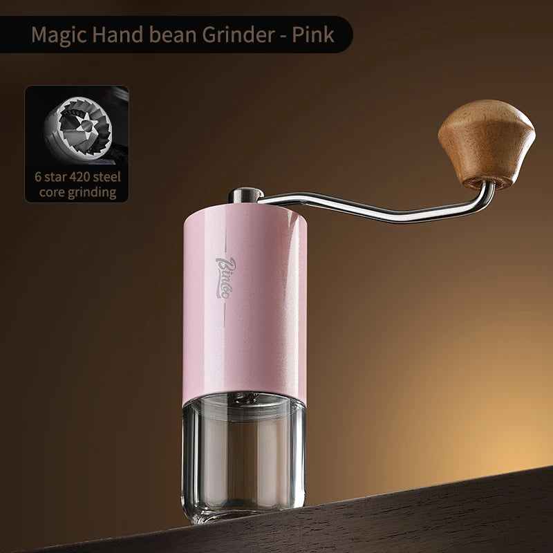 Bincoo Visual Manual Coffee Bean Grinder Portable CNC Stainless Steel Burr Crank Hand Hand Coffee Grinder Kitchen Barista Tools