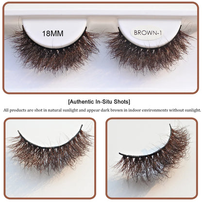 Blushimmer Red Siren brown fluffy mink lashes with soft, natural strip design, perfect for cosplay and luxurious eyelash looks.