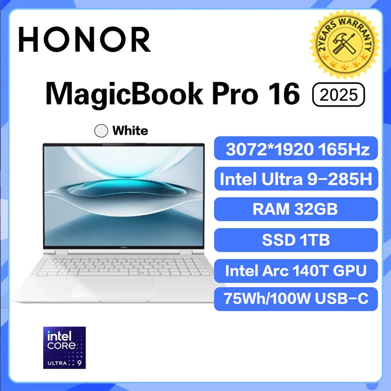 2025 Honor MagicBook Pro 16 Laptop Ultra5 225H/Ultra9 285H 24G/32G 1T 3.1K 165Hz Honor Laptop Notebook Ultrabook Game Computer