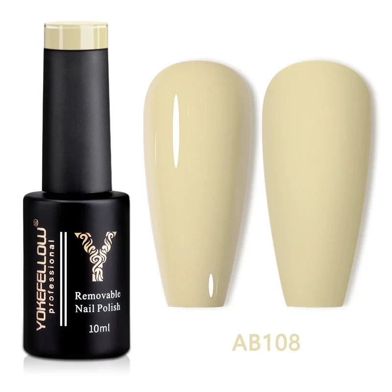 Blushimmer YOKEFELLOW 10ml translucent pink gel nail polish in a clear bottle with a white cap, showcasing the nail gel inside.