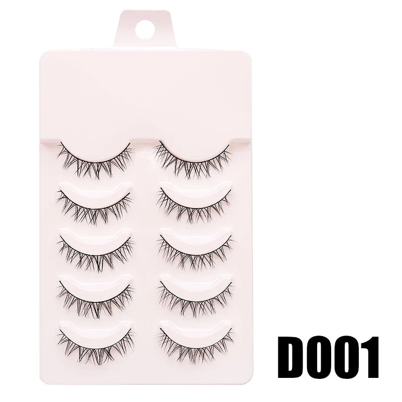 Blushimmer DINGSEN fake anime eyelashes, 5 pairs of natural daily manga-style clear band false eyelashes with a little devil design