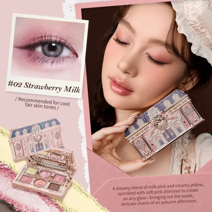 Blushimmer Flower Knows Sweetie Bear Eyeshadow Palette with 6 matte and shimmer eyeshadow colors, featuring floral-themed packaging.