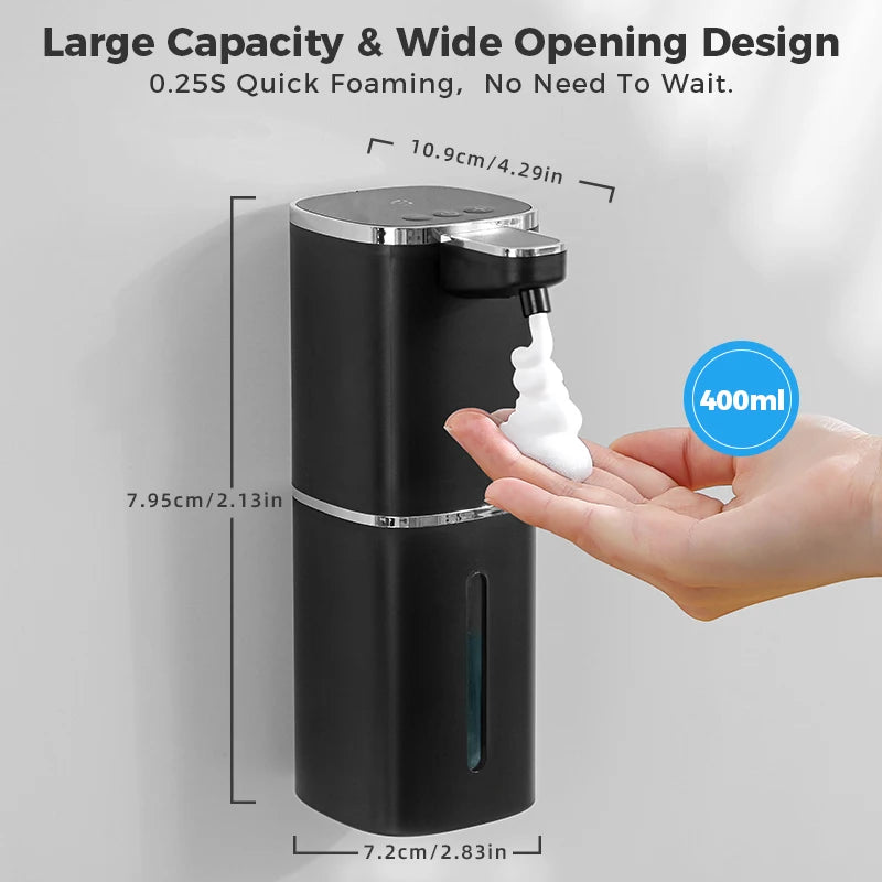 Induction Hand Sanitizer, Automatic Liquid Soap Dispenser, Foam Hand Washing Machine, 400ml Liquid Rechargeable Bathroom Hand Sa