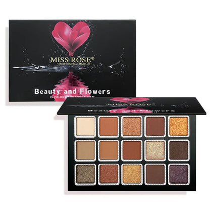 Blushimmer 15-color glitter eyeshadow palette with matte, waterproof, long-lasting pressed powder for eye makeup looks