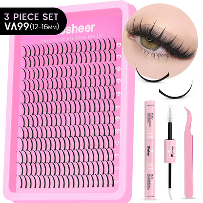 Blushimmer WOSHEER Lash Clusters Kit with spiky eyelash extension clusters and volume individual lashes for DIY lash styling.