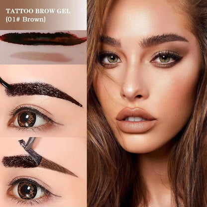 Blushimmer peel off eyebrow tattoo tint in waterproof dye cream gel, showing a close-up of the tinted eyebrow area.