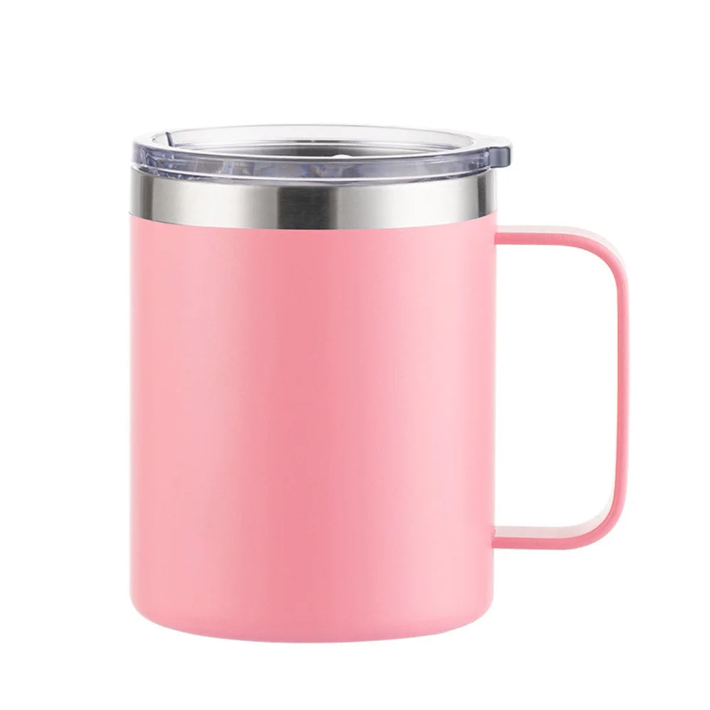 12oz Stainless Steel Mug with Handle Insulated Coffee Cup Insulated Tumbler Sliding Lid Gift for Camping, Office, Home, School