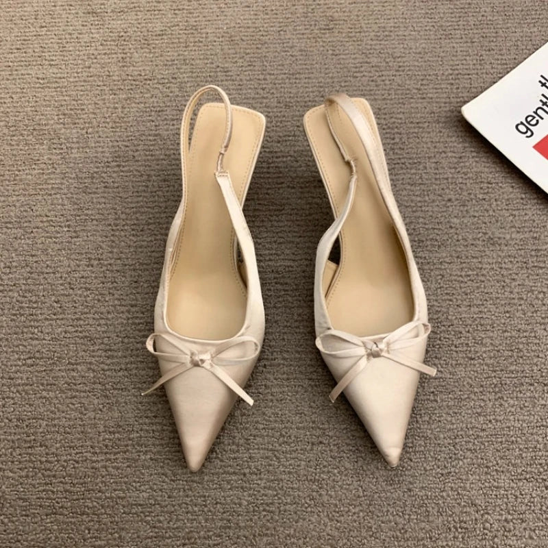 Summer Slip On High Heel Women Sandals Fashion Butterfly-knot Singbacks Pumps Stripper Party Female Sandalias