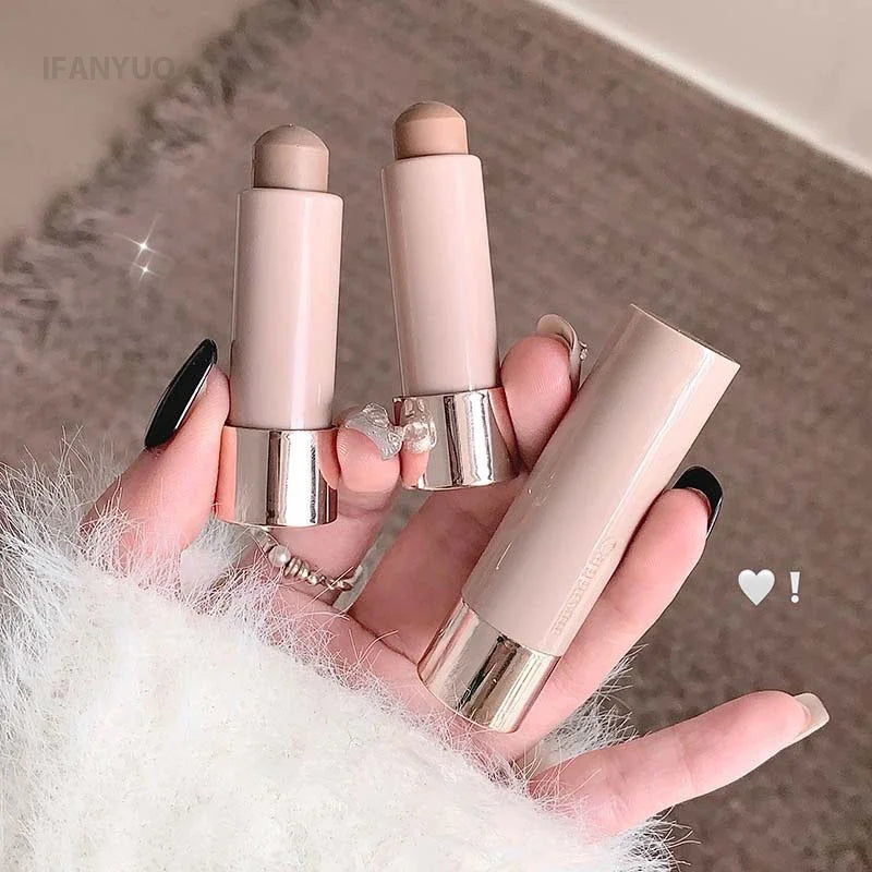 Gray and brown waterproof bronzer and contouring stick by Blushimmer, with creamy, moisturizing face concealer and shadow makeup.