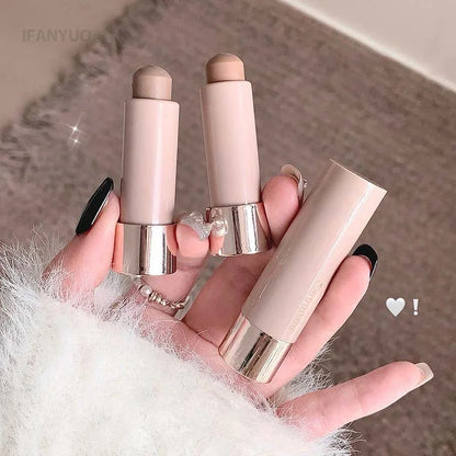 Gray and brown waterproof bronzer and contouring stick by Blushimmer, with creamy, moisturizing face concealer and shadow makeup.