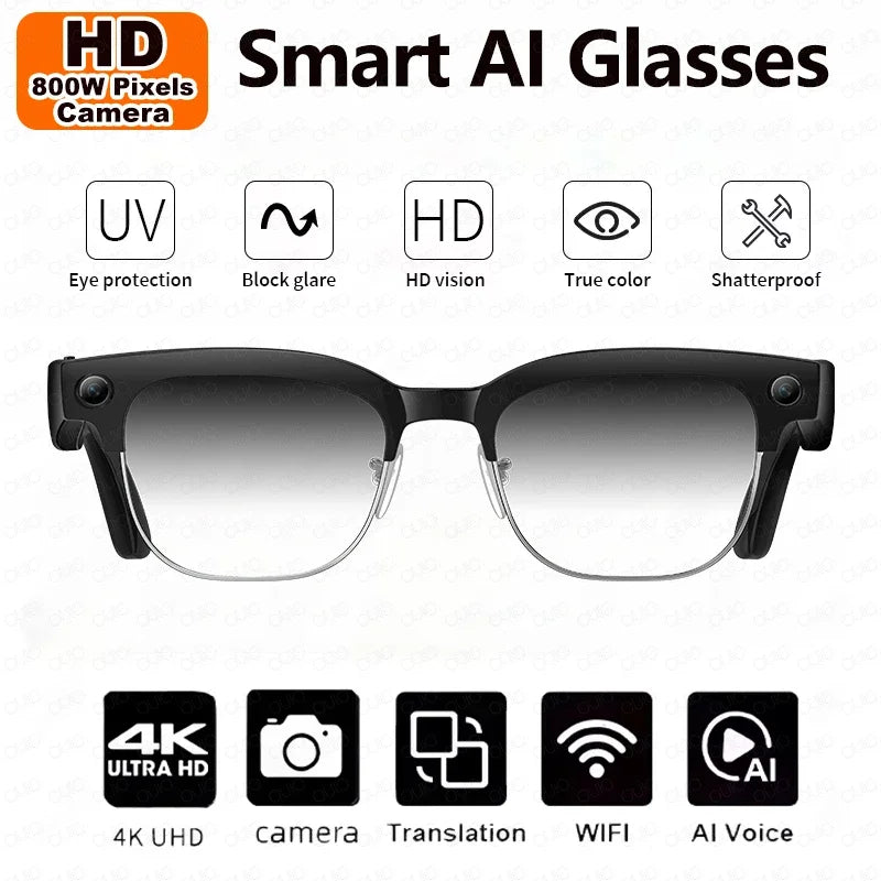 Smart Glasses 800W Camera 2026New Technologies Video Recording AI Photo Recognition Bluetooth Calls Voice Translation Sunglasses